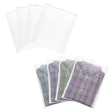 Imagem de PATIKIL Bolsa fosca com zíper 35 x 30 cm, 50 peças de plástico fosco para viagem, bolsa organizadora de roupas de banho para camiseta, embalagem de roupas, armazenamento de viagem, transparente