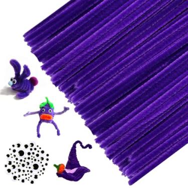 Imagem de URSDIART (350 pçs/conjunto) Limpadores de cachimbo roxos e olhos agitados, cor sólida, hastes de chenille, limpadores de cachimbo a granel de 30,5 cm, limpadores de cachimbo para artesanato DIY