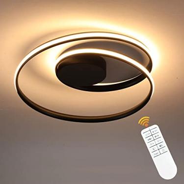 Imagem de Luminária de teto LED moderna regulável com design criativo, luminária de teto para sala de estar, quarto, lustre de teto de acrílico e metal, luminárias de teto, preto-L60cm