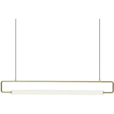 Imagem de Lustre LED Moderno Linear Lustre Tubo Fino Pingente Iluminação Ouro Retangular Lustre para Sala de Jantar Minimalismo Luminária Pendente de Teto para Sala de Estar Quarto Restaurante, Ouro 1