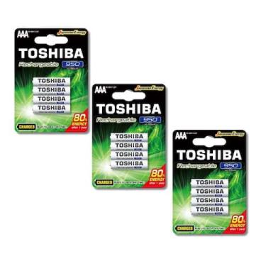 Imagem de Kit 12 Pilhas Recarregáveis AAA 950mAh Toshiba 1.2V Ni-MH TNH3GAE