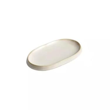 Imagem de Pratos de sobremesa prato criativo oval de peixe a vapor prato de salada louça de cerâmica para casa prato de comida ocidental para restaurante prato de aperitivo louça para jantar