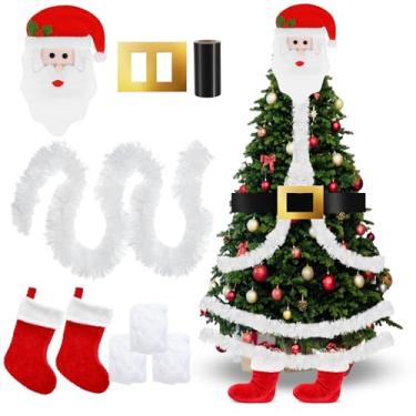Imagem de Syhood 10 peças de enfeite de árvore de Natal grande de Papai Noel, saia de Natal, cinto de guirlanda, recortes dourados para decorações de Natal, enfeites de Natal, suprimentos de festa (branco