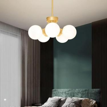 Imagem de YQSLQZZ Luminária pendente de lustre Sputnik, luminária de teto de ferro simples escandinava, luminária decorativa com acabamento em ouro fosco, para sala de estar, quarto, estudo, corredor, hotel