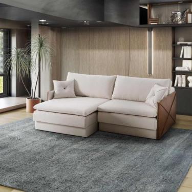 Imagem de Sofá Retrátil 4 Lugares 228cm Panamá com Braço Slim Linho Bege NS - No