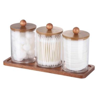 Imagem de Suporte Qtip Tbestmax com bandeja de toucador, banheiro transparente
