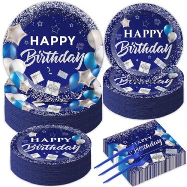 Imagem de Conjunto de talheres de festa gisgfim 50 Guests Blue Birthday