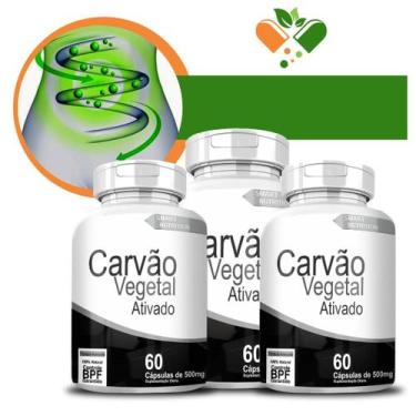 Imagem de Carvão Vegetal Kit Com 3 60 Cápsulas - 4Elementos