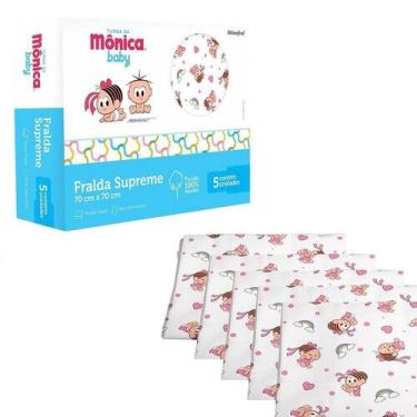 Imagem de Caixa Com 5 Fralda Turma Da Mônica 70X70 100% Algodão Mônica - Inconfr