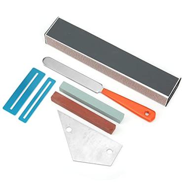 Imagem de WALFRONT Ferramenta Profissional para Luthier para Guitarra, Arquivo de Traste de Guitarra, Nivelamento de Rocker, Protetor de Escala, Aço Inoxidável e Metal, Kit de Tamanho Pequeno Com