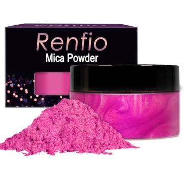 Imagem de Renfio Pigmento De Pó Mica 100G, Corante Natural Metálico, Resina Epóxi Mineral Perolada Brilhante Para Pintura, Fabricação Sabão, Bombas Banho Slime, 3,5 Oz - Vermelho-Rosa