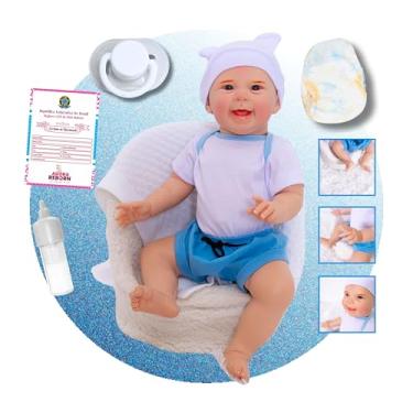 Imagem de Bebê Reborn Mayze Menino Realista em Silicone com Roupa Temática e Acessórios Inclusos 50 cm (STITCH)