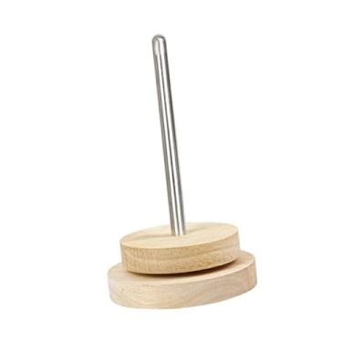 Imagem de oshhni Suporte de novelos de lã de madeira, suporte giratório para novelos de lã, para fios feito à mão para de barbante, entusiastas de crochê, 10cmx17cm