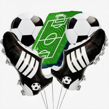 Imagem de 5Pcs Soccer Party Decorations,2*Soccer Shoes Balloons,2*Soccer Balloons & Field shaped baloons,Suit for soccer balloons birthday,soccer themed party