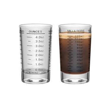 Imagem de Copo medidor de 2 peças, copo medidor de 118 ml, copos de dose de café expresso, copo líquido, copos redondos, copos pequenos para vodca, uísque, tequila, expresso, licor (2, preto)