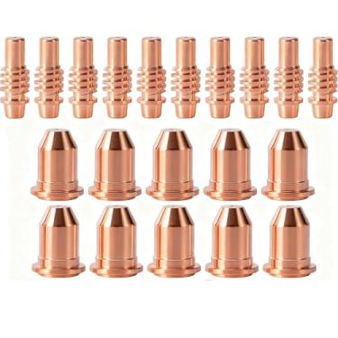 Imagem de Serve para Harbor Freight Titanium Plasma65 TI-PC65 iPT-65 56255 56811 59182 58895 59164 Consumíveis de cortador de plasma, bicos e eletrodos (20 unidades de eletrodos + bocais)