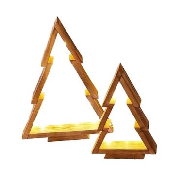 Imagem de oshhni Centro de mesa com luz LED de madeira para árvore de Natal, mesa de Natal para escritório, cozinha, lareira, sala de estar, Natal