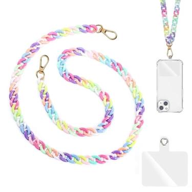 Imagem de Corrente de celular colorida com vedação de celular, corrente universal para celular, alça de celular elegante para pendurar, corrente prática para capa de smartphone, alça de celular com qualquer