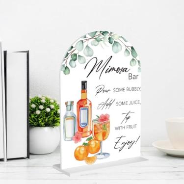 Imagem de Placa de bar Mimosa para casamento arco acrílico casamento chá de panela chá de bebê placas de mesa de boas-vindas para decoração de cerimônias e recepções suprimentos de bar Mimosa 18 x 12