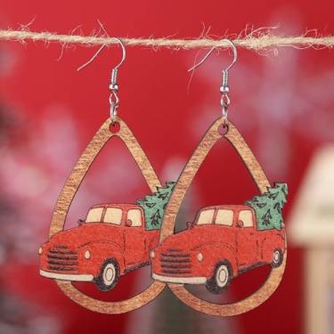 Imagem de Brincos de Natal femininos com design de árvore de Natal em formato de gota vazada em formato de lágrima, roupas de Natal, acessórios de bijuteria de fantasia