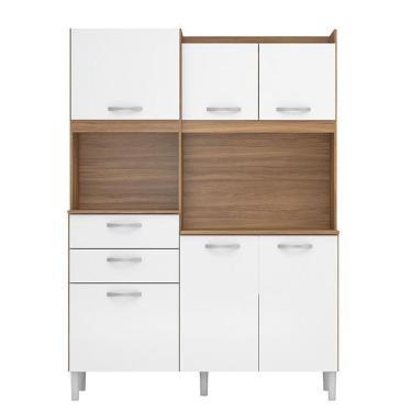 Imagem de Cozinha Compacta Harmonia 6 Portas E 2 Gavetas Amêndola Branco - Demóbile Amêndola Branco