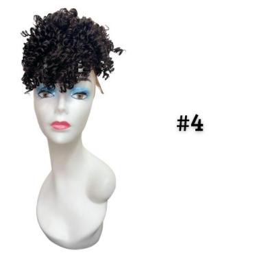 Imagem de Rabo Cacheado Afro Puff 25cm Com Franja Fibra Premium Cores - Maya Hai