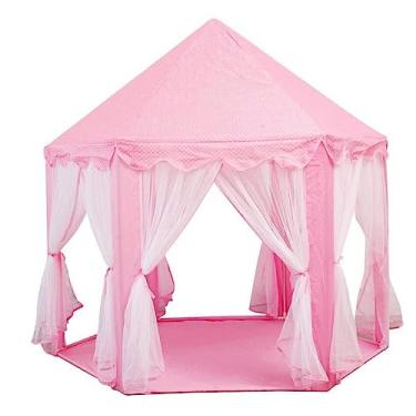 Imagem de Barraca Infantil Castelo, Tenda Dobrável com Luzes, Tecido Oxford, 130x130x100cm, Casinha Toca Iluminada, para Crianças (ROSA)