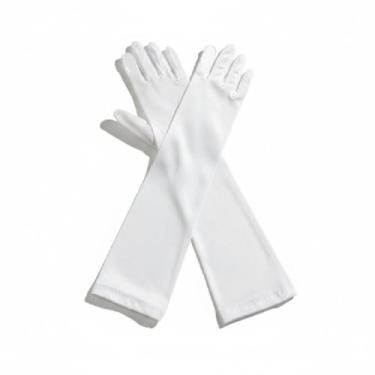 Imagem de Par Luvas Branca Papai Noel Comprida P/Compor Fantasia 30cm