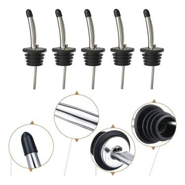 Imagem de 2X Kit 5 Bico Dosador Biqueira Inox Garrafa Bebidas Bartende