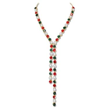 Imagem de HEIDKRUEGER Colar Independent Day, colar de cristal vermelho, branco e azul, colar longo em Y para mulheres, meninas, 4 de julho, lembrancinhas de desfile patriótico, decorações coleção de joias de