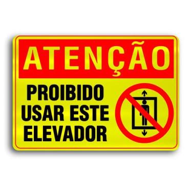 Imagem de Placa de Metal Atencao proibido usar elevador 30cmx20cm - Fcartes, Bra