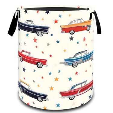 Imagem de VODRM Cesta de roupa suja clássica para carro, organizador de brinquedos para crianças e adultos, cesto de armazenamento impermeável de tecido Oxford para quarto, banheiro, decoração de casa