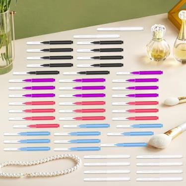 Imagem de 50 pincéis micro para sobrancelhas, pincel multifuncional com tampa, pincel portátil de laminação de sobrancelhas, pincel de sobrancelha para sobrancelhas, ferramenta de extensão de cílios, 5 cores