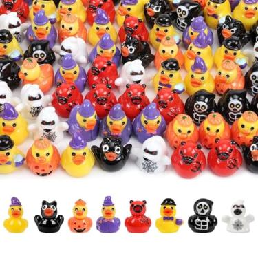 Imagem de CSFRTD 80 peças de mini patos de resina de Halloween, miniaturas de patos de resina, figuras minúsculas de pato para lembrancinhas de festa de Halloween, presente faça você mesmo, decorações de casa