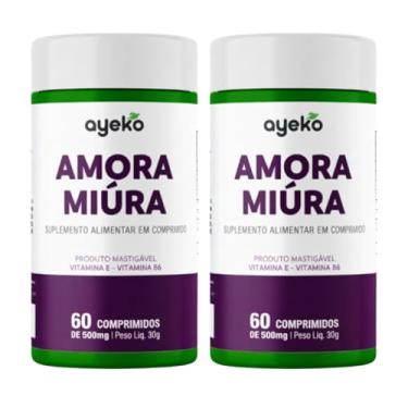 Imagem de 2X Amora Miúra 500mg + Magnésio e Vitaminas 60 Comprimidos Mastigáveis Ayeko