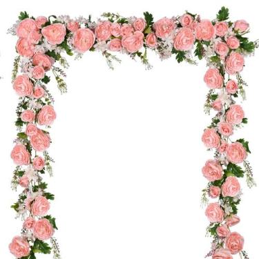 Imagem de Guirlanda de flores de peônia artificial DearHouse Silk Pink x2 180cm