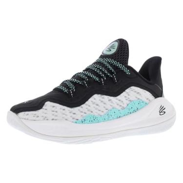 Imagem de Under Armour Curry 11 Future - Escola para meninos (branco/preto/azul), Branco/Preto/Menta, 20