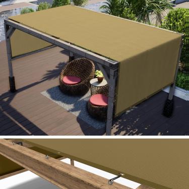 Imagem de ColourTree Capa de substituição para toldo de sol pérgola bege areia de 1,5 m x 45 cm, UPF50, tecido de grau comercial 260 GSM para pátio externo, jardim, deck, quintal (fazemos tamanho personalizado)