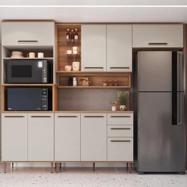 Imagem de Cozinha Modulada 5 Peças com Tampo 120cm Torre Quente para 2 Fornos Nicho Decorativo Isabelle Freijó / Arenas