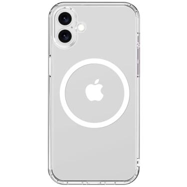 Imagem de ICEDIO Capa transparente para iPhone 16 Plus com protetor de tela, amortecedores de TPU de cristal transparente antiamarelamento, capa de acrílico, capa protetora testada contra quedas de grau Mil