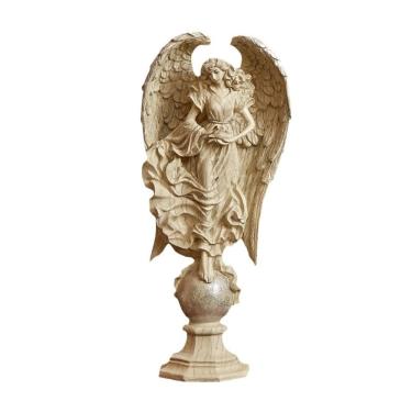 Imagem de Estatueta de escultura em resina de anjo com manto esvoaçante de 28 cm - ouro