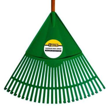 Imagem de Vassoura Plástica 26 Dentes Para Jardim Com Cabo Magnífica - Dtools 60x54x3cm