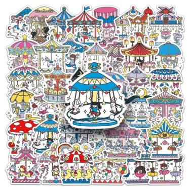 Imagem de Carrossel de adesivos, 50 peças de vinil fofo de desenho animado - yiw