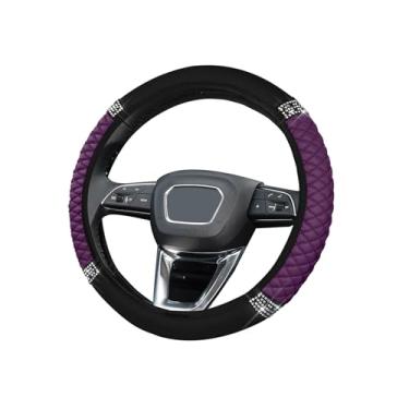 Imagem de Capa de volante de carro brilhante, protetor de volante elástico de couro macio de strass de 38 cm, diamante de cristal brilhante para mulheres e meninas, acessórios universais de carro para a maioria