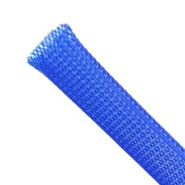 Imagem de Manga trançada, capa de cabo expansível de PET, gerenciamento de cabos de malha para TV, computador, home theater, protetores de cabos flexíveis de animais de estimação que não mastigam (azul, 2,5 cm