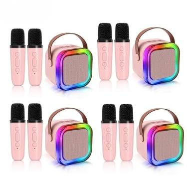 Imagem de Kit Karaokê Infantil com 2 Microfones - Caixa de Som Bluetooth à Prova D'água para Crianças 3-12 Anos(KIT4 Rosa-Com 2 Microfones)