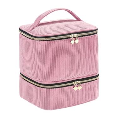 Imagem de FashionCha Estojo Organizador para Esmaltes com Capacidade para 30 Frascos, Alça e Bolsos para Kit de Unhas e Cosméticos, Rosa