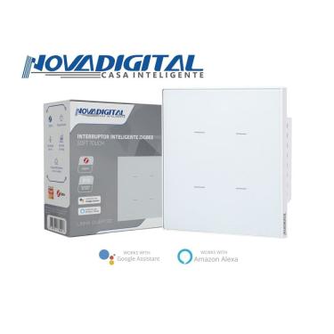Imagem de Interruptor Inteligente Zigbee Soft Touch 4 teclas Quartzo da NovaDigital QZ-4x4-04-W - BRANCO