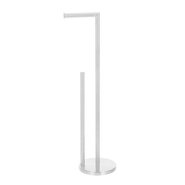 Imagem de Freestanding Bathroom Toilet Paper Holder Stand Stainless Steel Roll Paper Rack with Large Storage Capacity for Home and Hotel Use Modern Floor Design Tissue Organizer