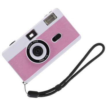 Imagem de Retro Film Camera Built Flash Vintage Reusable Camera Lightweight Simple Design for Photography Enthusiasts and Beginners in White Pink Purple